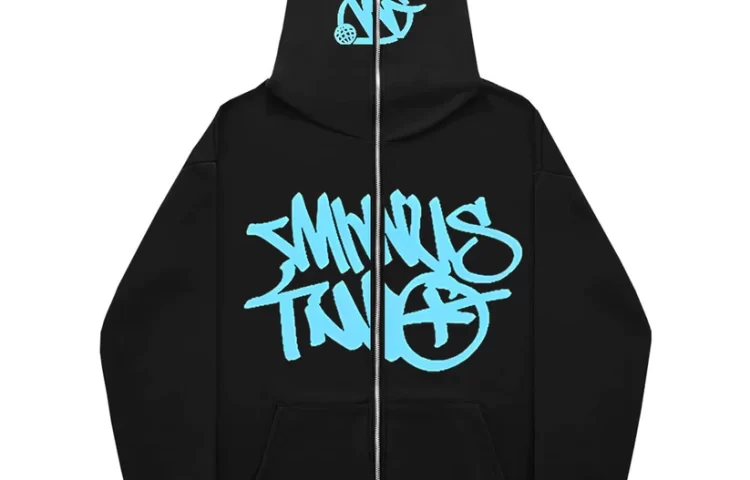 Minus Two Full Zipper Blue Black Hoodie