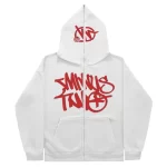 Minus Two Full Zipper Red White Hoodie