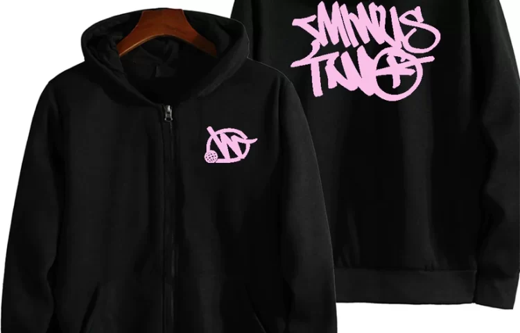 Minus Two Zip Up Pink Black Hoodie