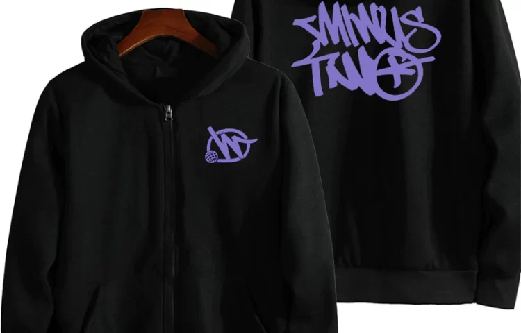 Minus Two Zip Up Purple Black Hoodie