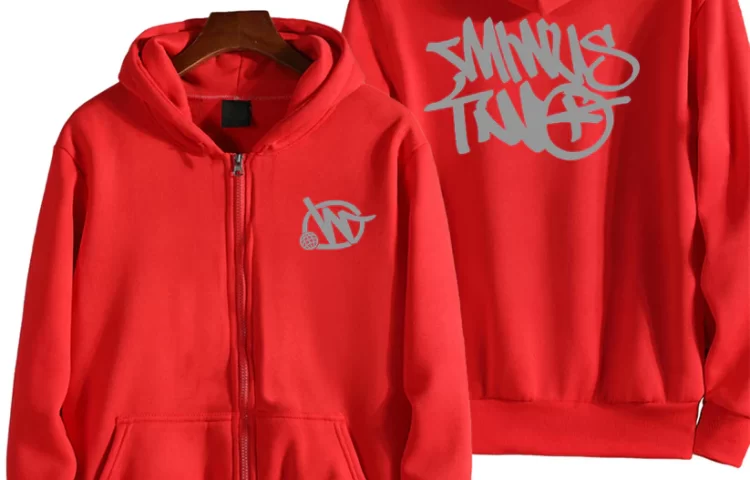 Minus Two Zip Up Red Hoodie