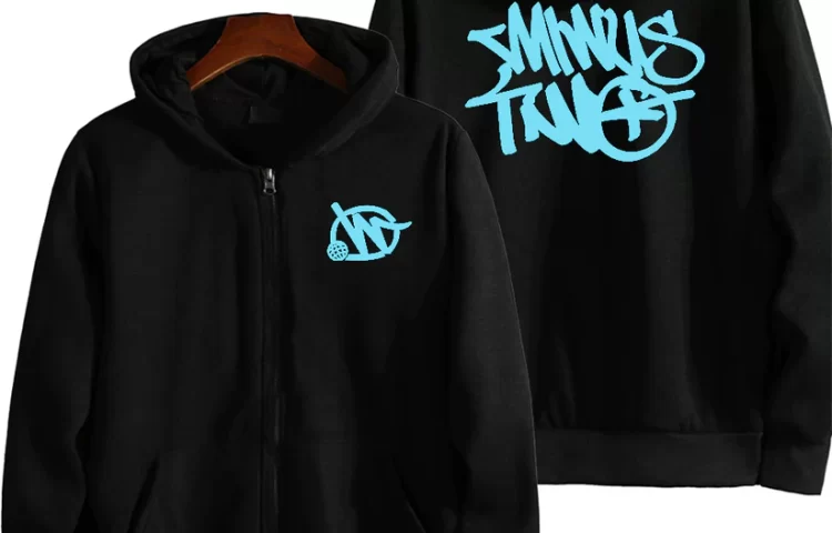 Minus Two Zip Up Sky Blue Black Hoodie